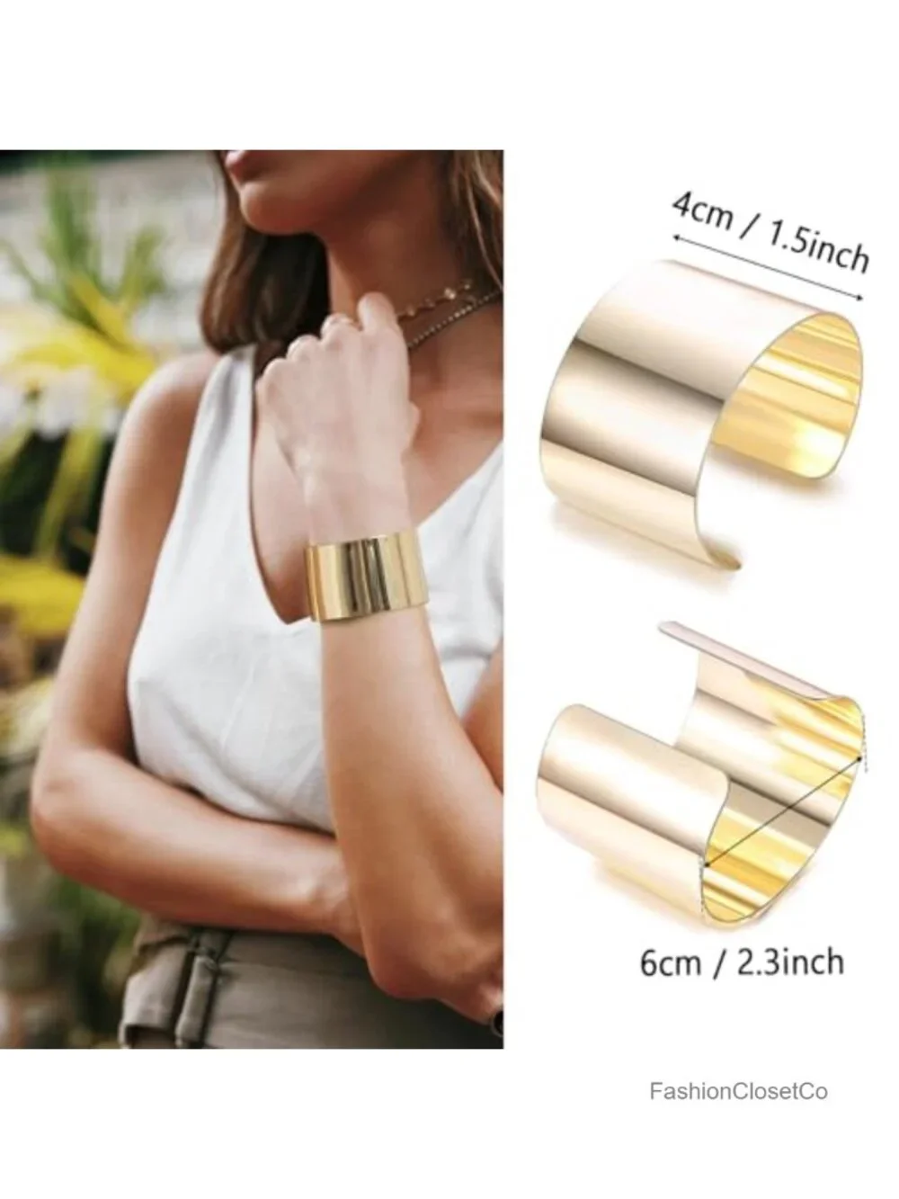 2 Pcs Cuff Bangle Bracelet Set Open Wide Wire Adjustable Wrist Cuff Wrap Bangles